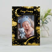 Sterren Hemelse Schattigee Pasgeboren Foto's Geboo Folie Uitnodiging (Staand Voorkant)