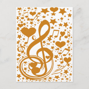 Sterren, Heren en Muzieknoten, Gold_ Briefkaart