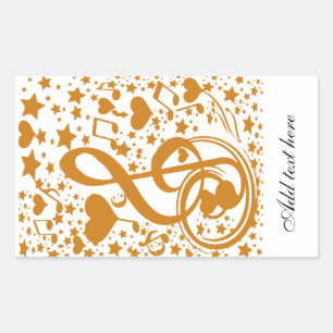 Sterren, Heren en Muzieknoten, Gold_ Rechthoekige Sticker
