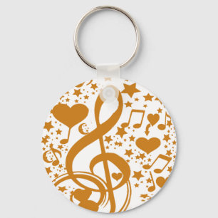 Sterren, Heren en Muzieknoten, Gold_ Sleutelhanger