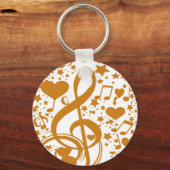Sterren, Heren en Muzieknoten, Gold_ Sleutelhanger (Voorkant)