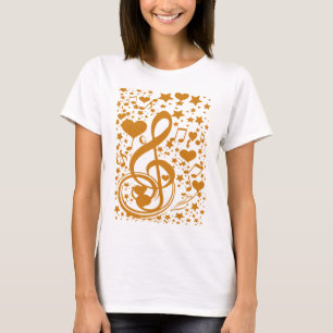 Sterren, Heren en Muzieknoten, Gold_ T-shirt
