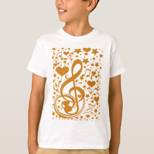 Sterren, Heren en Muzieknoten, Gold_ T-shirt