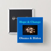 sterren, Hope & Change, Obama & Biden Vierkante Button 5,1 Cm (Voorkant /achterkant)