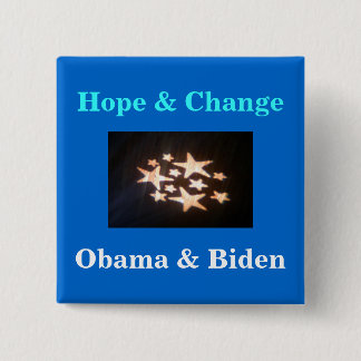 sterren, Hope & Change, Obama & Biden Vierkante Button 5,1 Cm