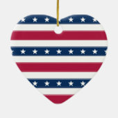 Sterren & Horizontale Strepen Patriottisch Hart Keramisch Ornament (Achterkant)
