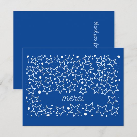 Sterren in de lucht Merci Frans Bedankkaart (Voorkant / Achterkant)