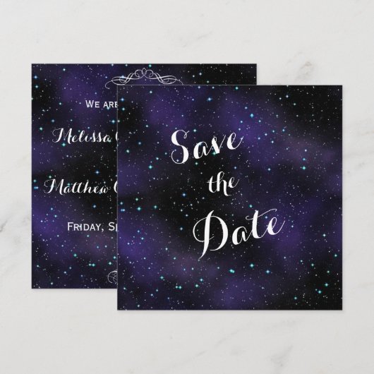 sterren in de Night Sky Save the Date Wedding (Voorkant / Achterkant)