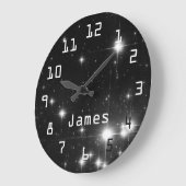 Sterren in Deep Space Black en White Grote Klok (Hoek)