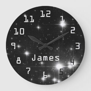 Sterren in Deep Space Black en White Grote Klok