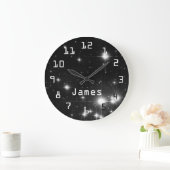 Sterren in Deep Space Black en White Grote Klok (Huis)