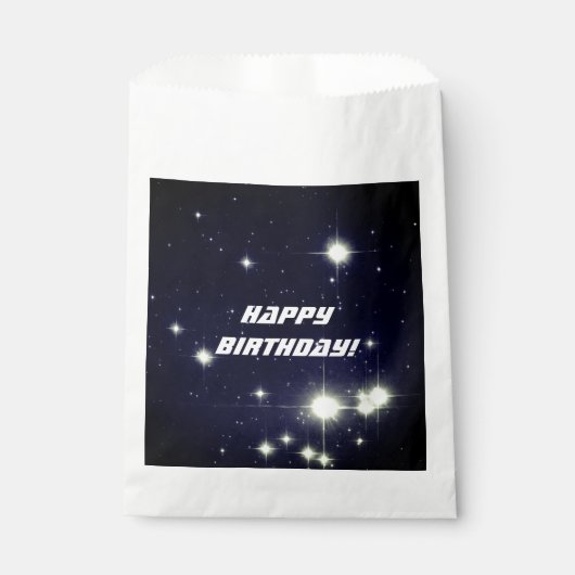 Sterren in diepe ruimte donkerblauwe gelukkige ver bedankzakje (Voorkant)