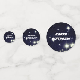 Sterren in diepe ruimte donkerblauwe gelukkige ver confetti