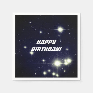 Sterren in diepe ruimte donkerblauwe gelukkige ver servet