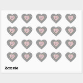 Sterren in hart op grijze sticker (Vel)