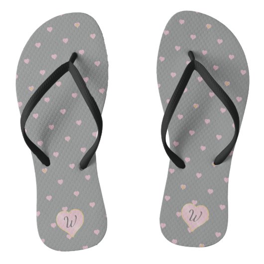Sterren in hart op grijze Teenslippers (Voetbed)
