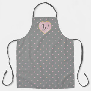 Sterren in harten op grijs all-over print Schort