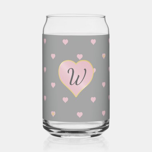 Sterren in harten op grijs blikvorm glas (Voorkant)