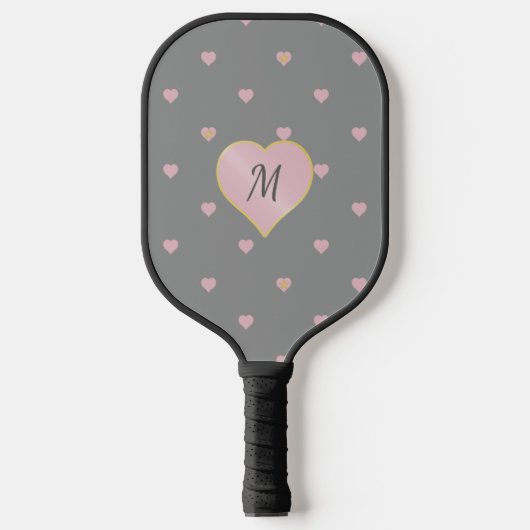 Sterren in harten op grijs pickleball paddle (Voorkant)
