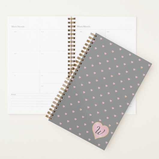 Sterren in harten op grijze planner (Display)