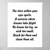 Sterren in je ogen Inspirerend minigedicht Poster (Voorkant)