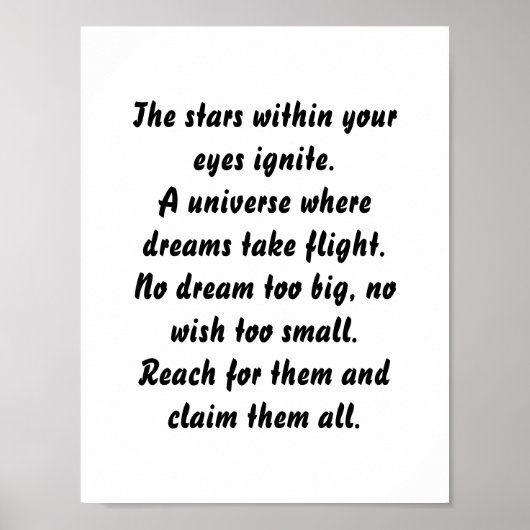 Sterren in je ogen Inspirerend minigedicht Poster (Voorkant)
