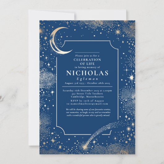 Sterren in liefdevolle herinnering begrafenisdiens kaart (Voorkant)