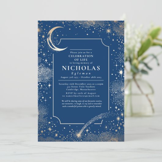 Sterren in liefdevolle herinnering begrafenisdiens kaart (Staand voorkant)