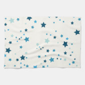 sterren in meerdere tinten blauw op wit theedoek (Horizontaal)