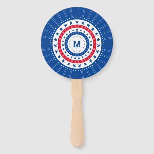 Sterren in rood, wit en blauw met monogram handwaaier (Achterkant)
