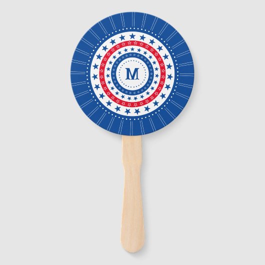 Sterren in rood, wit en blauw met monogram handwaaier (Voorkant)