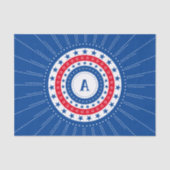 Sterren in rood, wit en blauw met monogram tissuepapier (Voorkant)