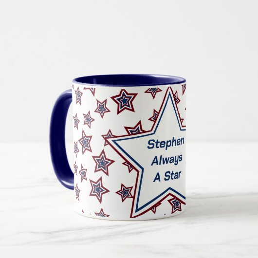Sterren in rood, wit en blauw mok (Voorkant links)