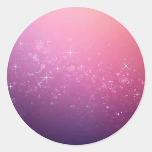 Sterren In Roze Ruimte Ronde Sticker (Voorkant)