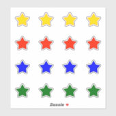 sterren in vier kleuren sticker (Vel)