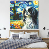 Sterren Japans Chin Dog Portret - Huisdier Portret Canvas Afdruk (Insitu (Slaapkamer))