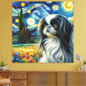 Sterren Japans Chin Dog Portret - Huisdier Portret Canvas Afdruk (Insitu (Woonkamer))