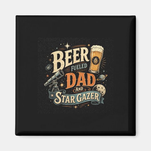 Sterren kijken bier vader vaderdag retro 70s magneet (Voorkant)