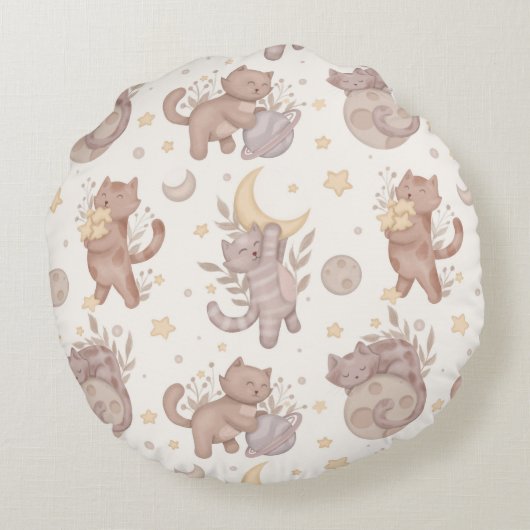 Sterren Kittens Rond Kussen (Achterkant)