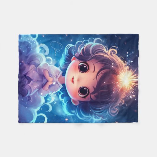 Sterren Kleine Prinses Nighttime Meisje Personalis Fleece Deken (Voorkant (Horizontaal))