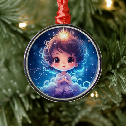 Sterren Kleine Prinses Nighttime Meisje Personalis Metalen Ornament (Boom)