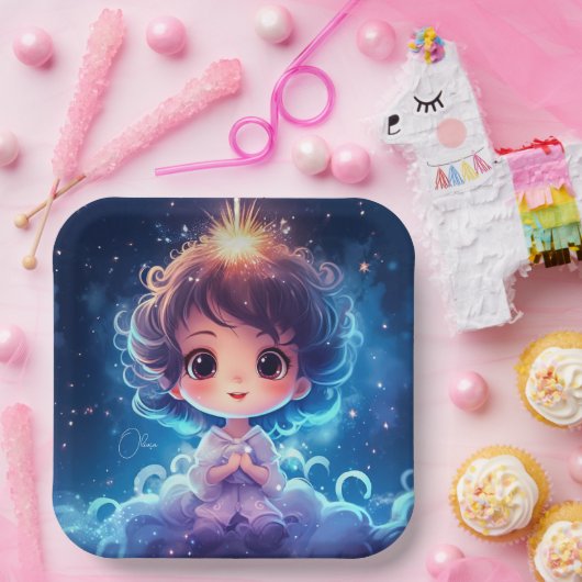 Sterren Kleine Prinses Nighttime Meisje Personalis Papieren Bordje (Feest)