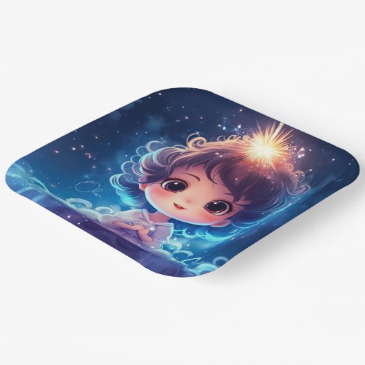 Sterren Kleine Prinses Nighttime Meisje Personalis Papieren Bordje (Gebogen)