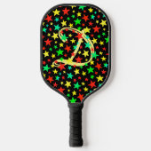 Sterren kleurrijke sterren Elegant Script Monogram Pickleball Paddle (Voorkant)