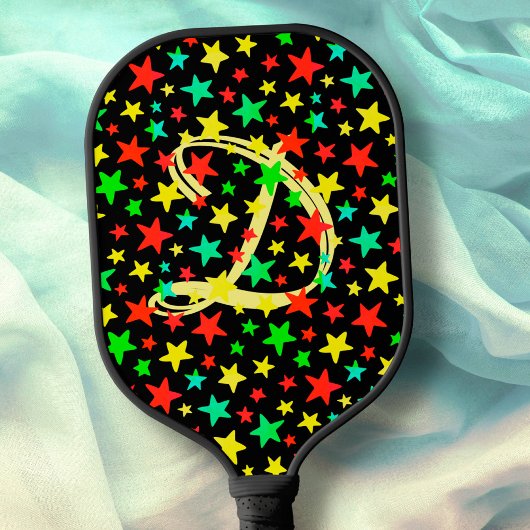 Sterren kleurrijke sterren Elegant Script Monogram Pickleball Paddle