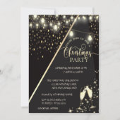 Sterren, lampjes, wijnglas voor kerstfeest kaart (Voorkant)