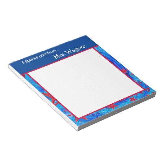 Sterren Leraar Rood Wit Blauw School Notitieblok (Schuin)