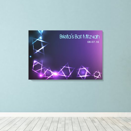 STERREN & LICHTEN Bat Mitzvah Sign-In Geheugenbord Canvas Afdruk (Insitu (Houten vloer))