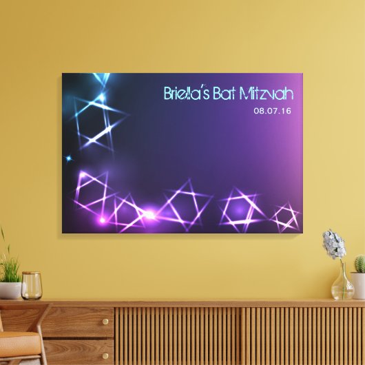 STERREN & LICHTEN Bat Mitzvah Sign-In Geheugenbord Canvas Afdruk (Insitu (Woonkamer))
