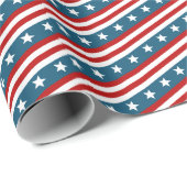 Sterren & lijnen Rood Wit Blauw Minimal Patroon Cadeaupapier (Rol Hoek)